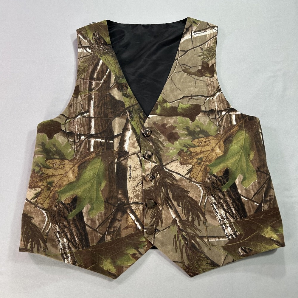Realtree Vest Mens Medium Camouflage Camo Hunting Dress Outdoors Formal Adjustab